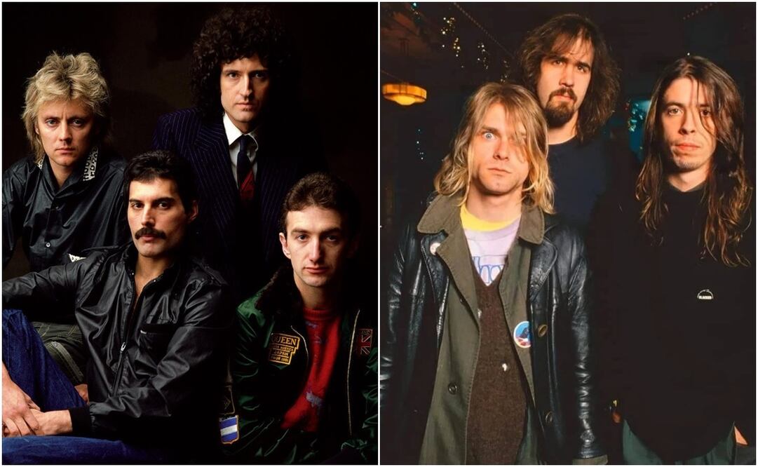 Canciones de rock han trascendido en la historia a nivel mundial. Fotos: Tomadas de Instagram @officialqueenmusic y @nirvana_official__