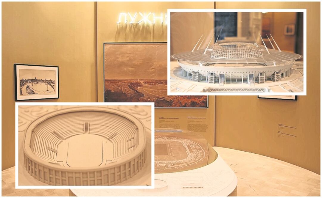 Maquetas de los estadios son una constante en la muestra, que también ofrece dibujos y planos, así como la influencia de la arquitectura romana. (FOTOS: GERARDO VELÁZQUEZ DE LEÓN. EL UNIVERSAL)