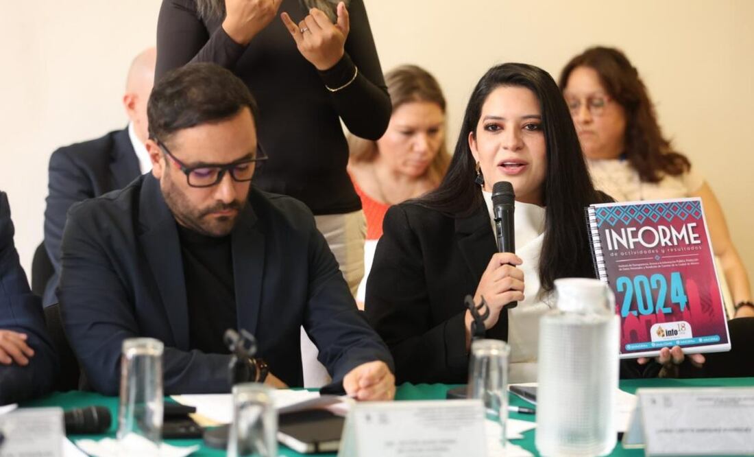 Laura L. Enríquez Rodríguez presenta el Informe de Actividades y Resultados 2024 de InfoCDMX. Foto: Especial