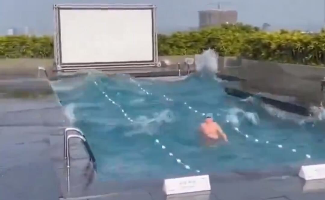 El video se grabó en la azotea del hotel Regent Taipei, donde se encuentra la alberca, de acuerdo con medios locales. Foto: Tomada de video.