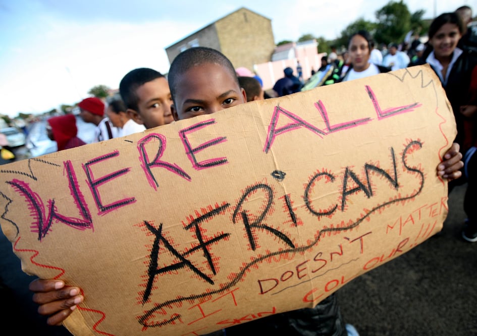 Members of Cape Town's Mannenberg community demonstrate against the recent wave of xenophobic attacks - Photo: Mike Hutchings/REUTERS