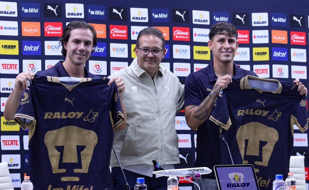 Pumas presenta a Sebastián Córdova y Cristian Calderón como sus primeros refuerzos para el Apertura 2026 - Foto: Maritza Villagómez | EL GRÁFICO