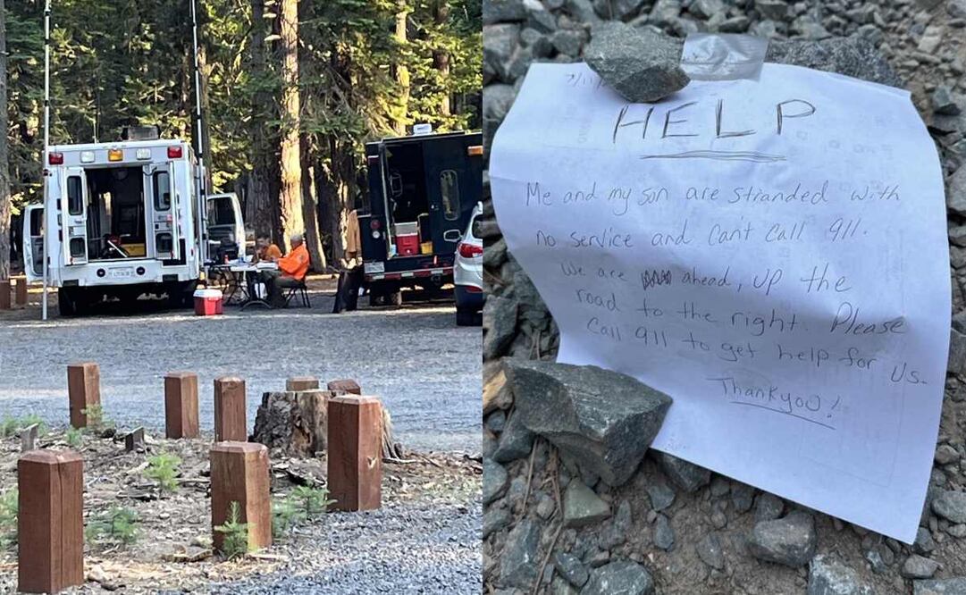 El 12 de julio de 2025, el equipo de voluntarios rescataron a una madre y su hijo del bosque. Foto: Facebook Calaveras County Sheriff's Office