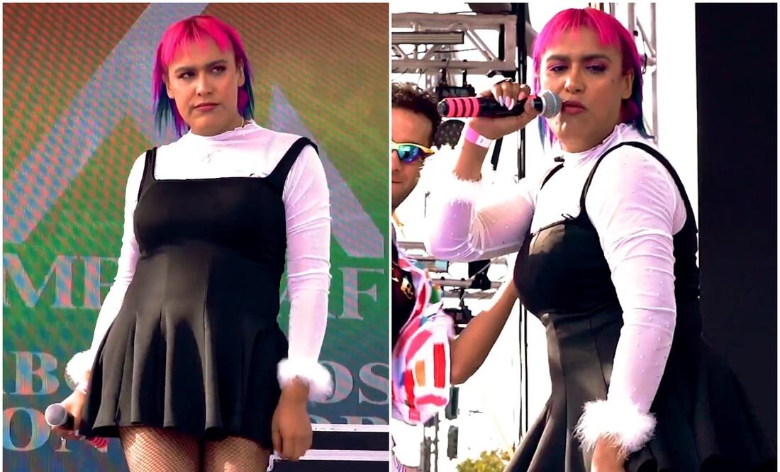 Diputada María Clemente García debutó en el Zócalo como cantante de reggaetón mexa. Foto: Captura