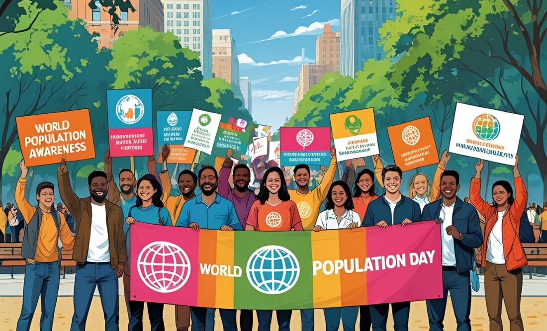 El 'Día Mundial de la Población' se celebró por primera vez el 11 de julio de 1990 en más de 90 países. Foto: Generada con IA