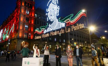 Sheinbaum y Gutiérrez Müller encienden alumbrado patrio en el Zócalo