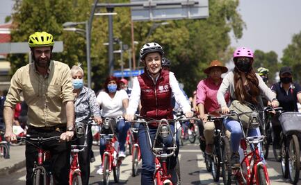 Claudia Sheinbaum recorre en bici tramo rehabilitado México-Tenochtitlan