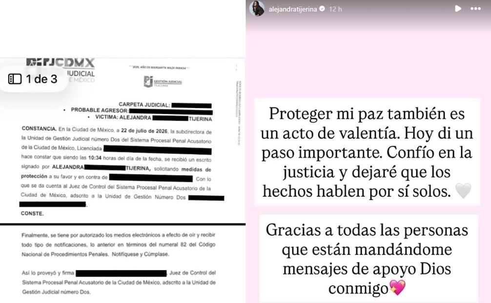 Alejandra Tijerina pide protección ante la FGJ por violencia psicológica y mediática. Foto: Captura de pantalla