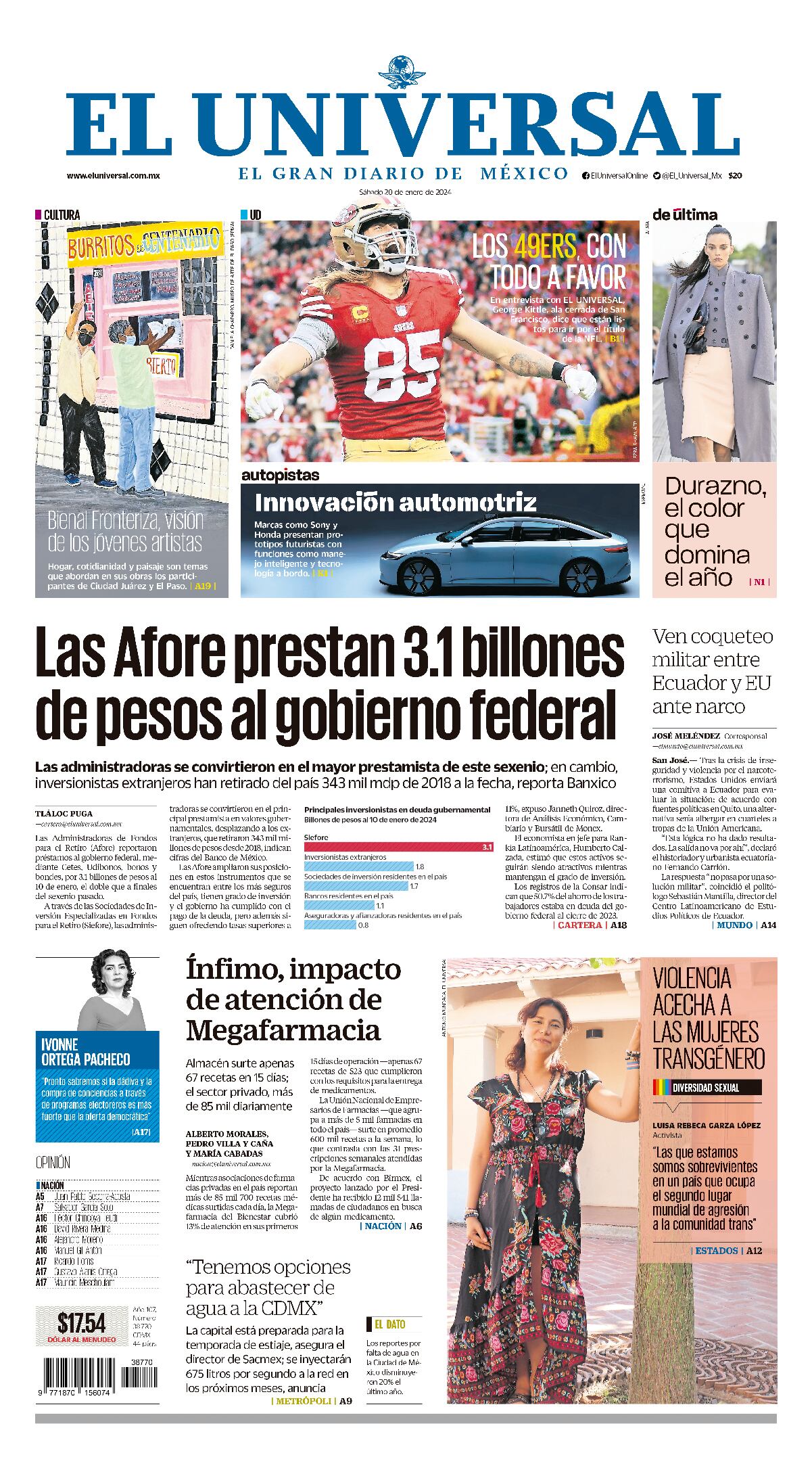 Portada impresa del 20 enero del 2024