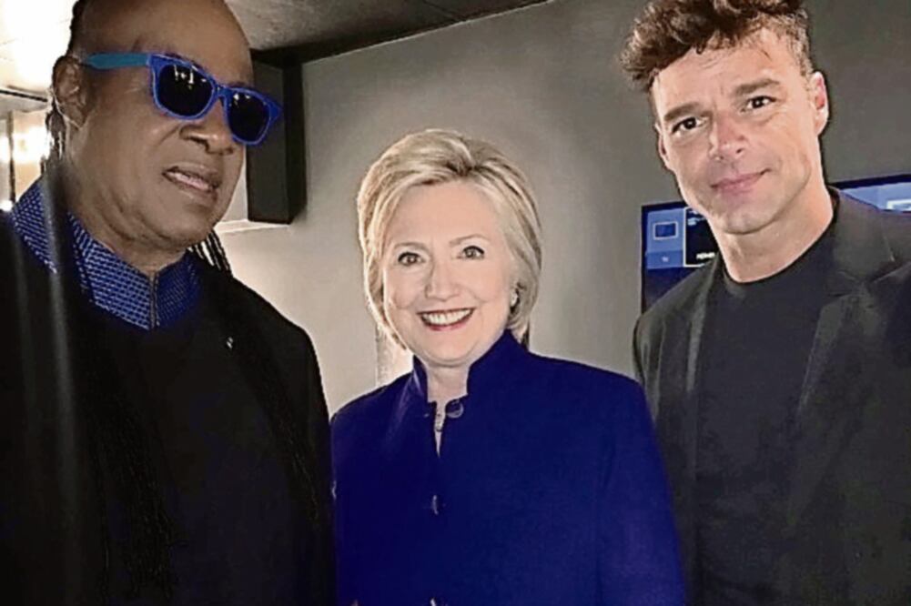 Stevie Wonder, Hillary Clinton y Ricky Martin. El acto de impulso en el Greek Theatre tuvo más de celebración que de evento electoral(INSTAGRAM)