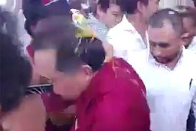 Protestan en mitin de AMLO por candidaturas de Morena en Q. Roo