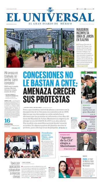 Portada impresa del 8 de junio de 2026