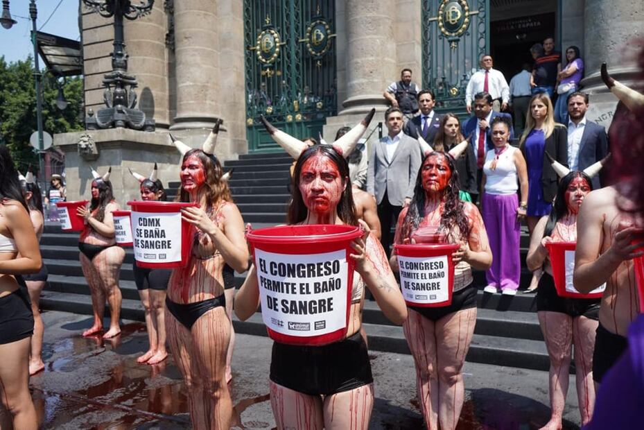 Tras performance de activistas, el PVEM lamentó que la mayoría de los diputados locales actúen a conveniencia cuando hay intromisiones del Poder Judicial. Foto: Especial
