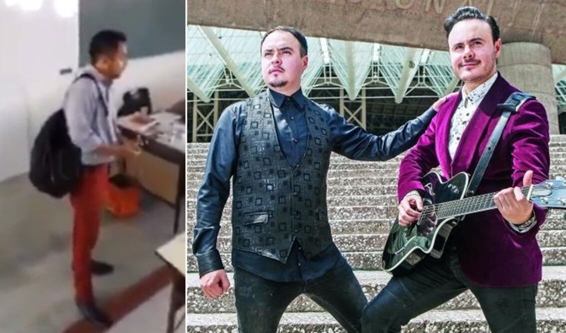 FOTOS: El delincuente en un video de Alcoholímetro Pachuca y una fotografía original del dúo de música romántica