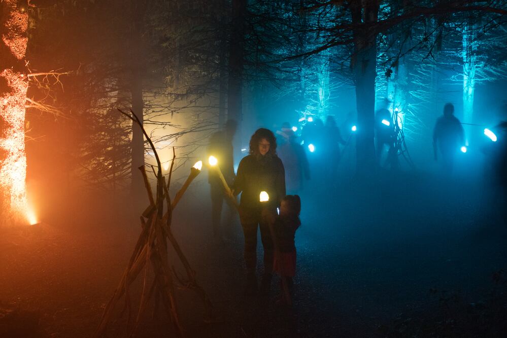 Moment Factory es la empresa encargada de iluminar los bosques de Quebec. (Cortesía Moment Factory)