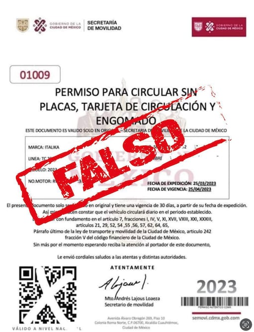 Este tipo de documento es falso, hay que tramitar la placa obligatoriamente.