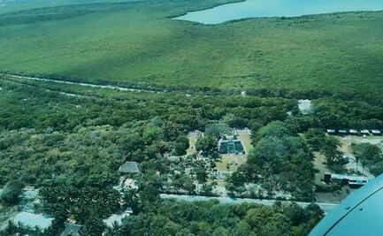 VIDEO: AMLO sobrevuela construcción del Tren Maya y visita zona arqueológica