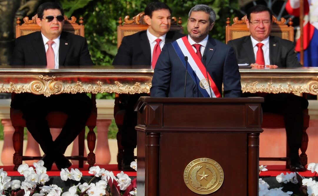 Paraguay’s new President Mario Abdo Benítez addresses the audience after being sworn in during his inauguration ceremony - Photo: Marcos Brindicci/Reuters