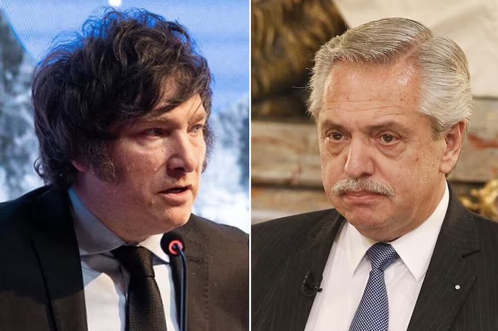 El presidente argentino, Javier Milei, y su predecesor, Alberto Fernández. FOTO: LA NACIÓN/GDA