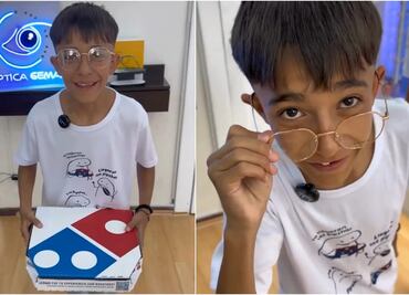 "¡Ya llegaron los lentesh!"; niño de frase viral sobre pizzas ahora hace anuncios para gafas