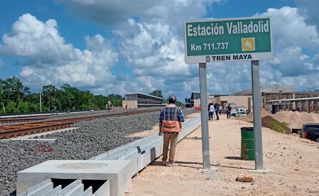 Construcción de la estación Valladolid del Tren Maya. Foto: Presidencia