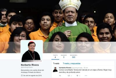 El cardenal Norberto Rivera abre cuenta en Twitter 