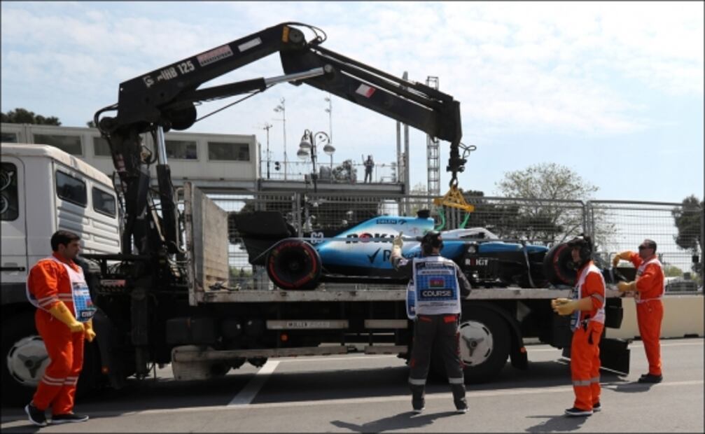 Alcantarilla daña un Williams en el GP de Azerbaiyán