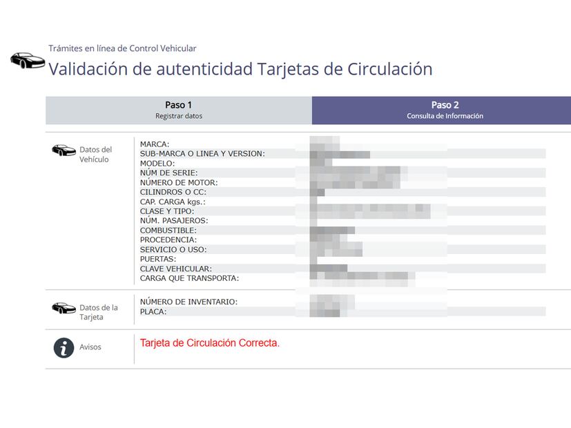 Validación de tarjeta de circulación. Foto: Secretaría de Finanzas del Estado de México