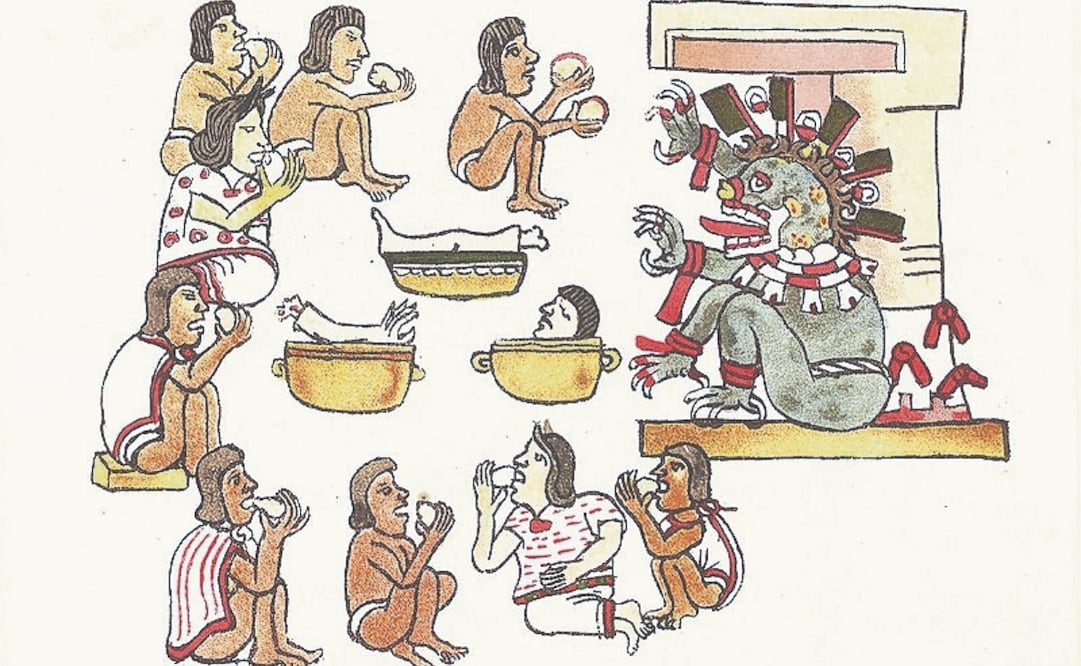 En el Códice Magliabechiano se representa la preparación y el consumo de carne humana, en este caso de forma hervida, y en un contexto ritual asociado a los dioses. Foto Especial