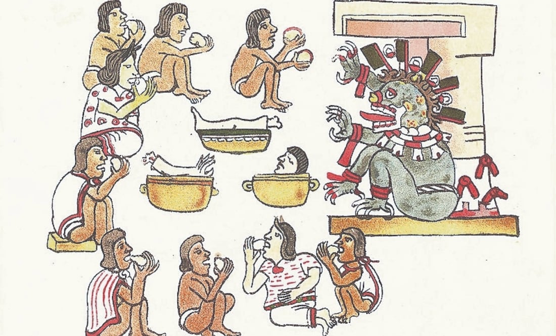 En el Códice Magliabechiano se representa la preparación y el consumo de carne humana, en este caso de forma hervida, y en un contexto ritual asociado a los dioses. Foto Especial