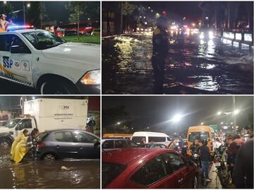 Fuertes lluvias provocan caos vial y encharcamientos en Calzada Ignacio Zaragoza