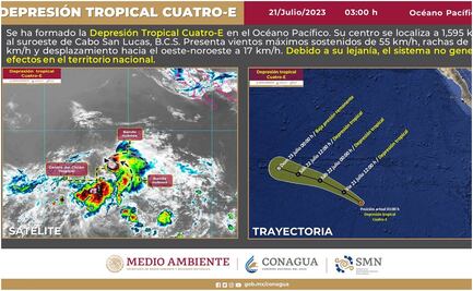 Se forma depresión tropical Cuatro-E en el Océano Pacífico