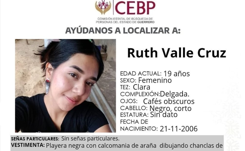 Ruth Valle Cruz, de 19 años, fue vista por última vez el 12 de abril de 2026. | Foto: Especial.