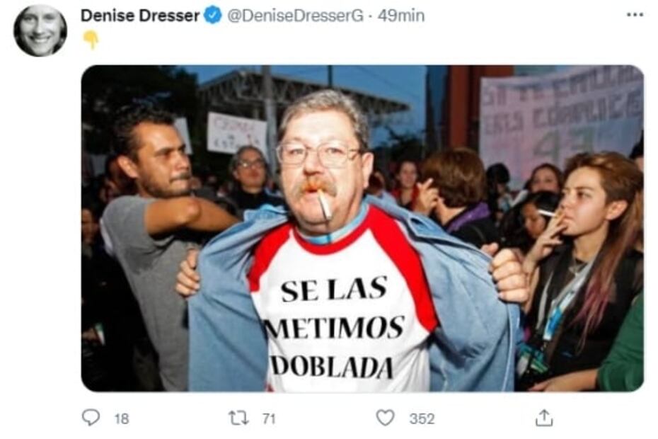 AMLO exige a Denise Dresser disculpa por "vulgaridad" de "se la metió doblada"; ella sube foto de Taibo II