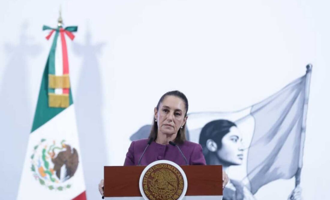 Claudia Sheinbaum, presidenta de México, durante la mañanera del 28 de abril del 2025 en Palacio Nacional. Foto: Fernanda Rojas / EL UNIVERSAL