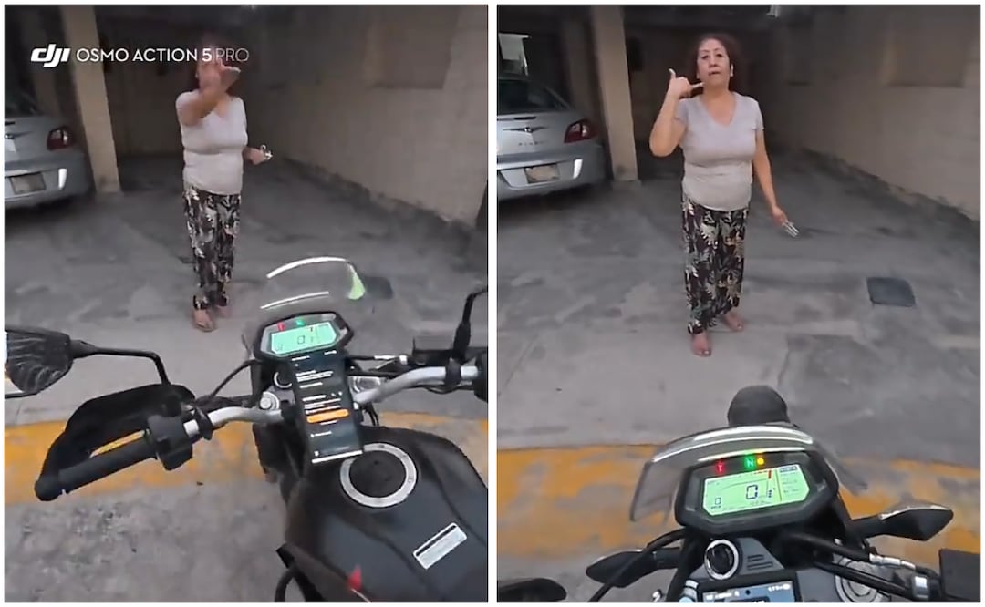 Mujer encara a repartidor de aplicación por estacionarse en vía pública, alejaba que estaba en propiedad privada. Foto: Captura de pantalla @lazaro.sego