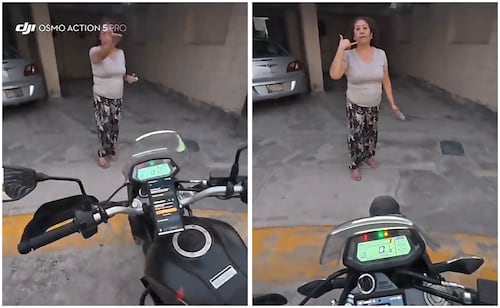 Mujer reta a repartidor de app por estacionarse en banqueta; usuarios la apodan como "Lady Banqueta"