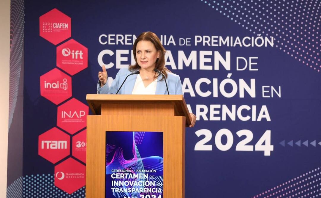 Comisionada Norma Julieta del Río Venegas en el Certamen de Innovación en Transparencia del INAI este 24 de octubre. Foto: @INAImexico