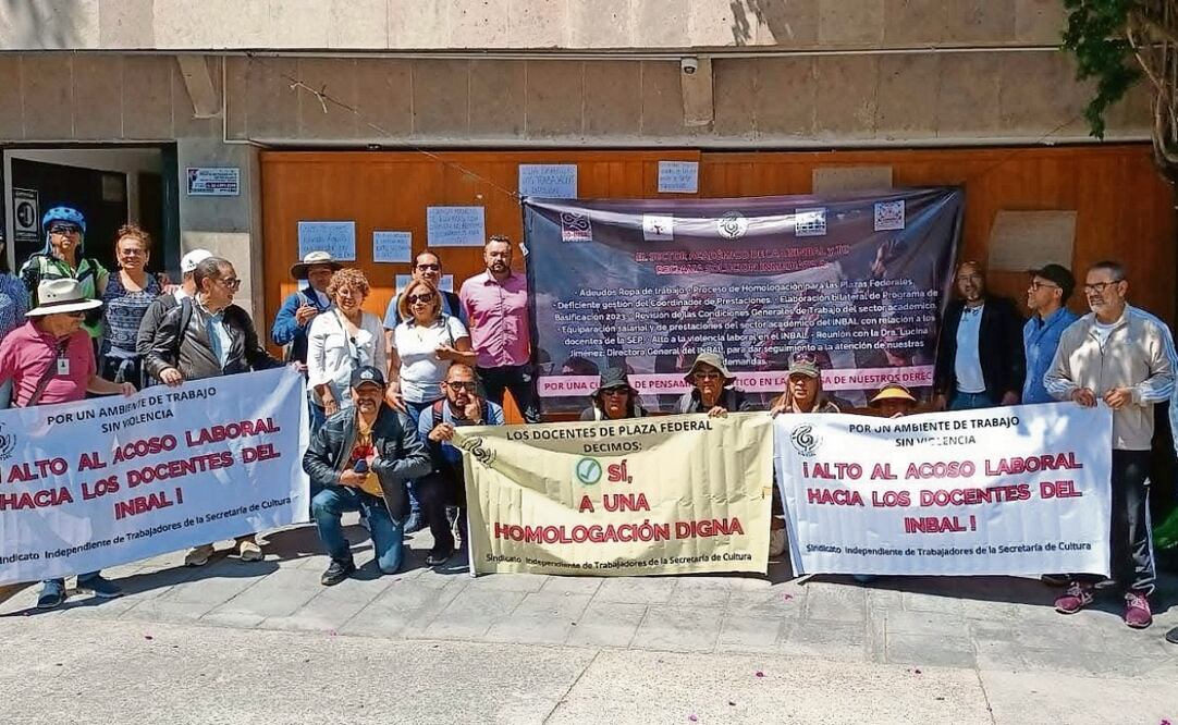 Protesta de los docentes en enero, una de las varias que han realizado. Foto: Unión de sindicatos del INBAL