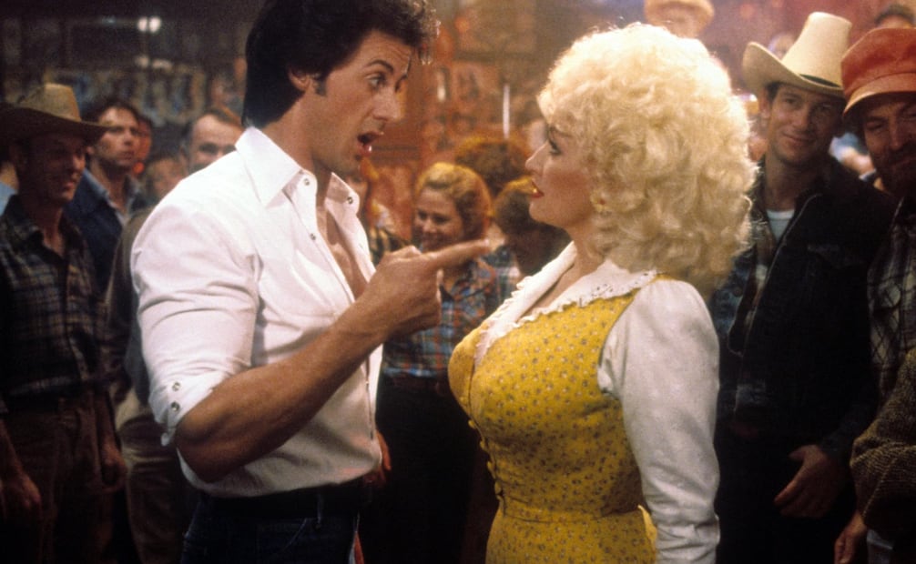 Sylvester Stallone y Dolly Parton en "Rhinestone".