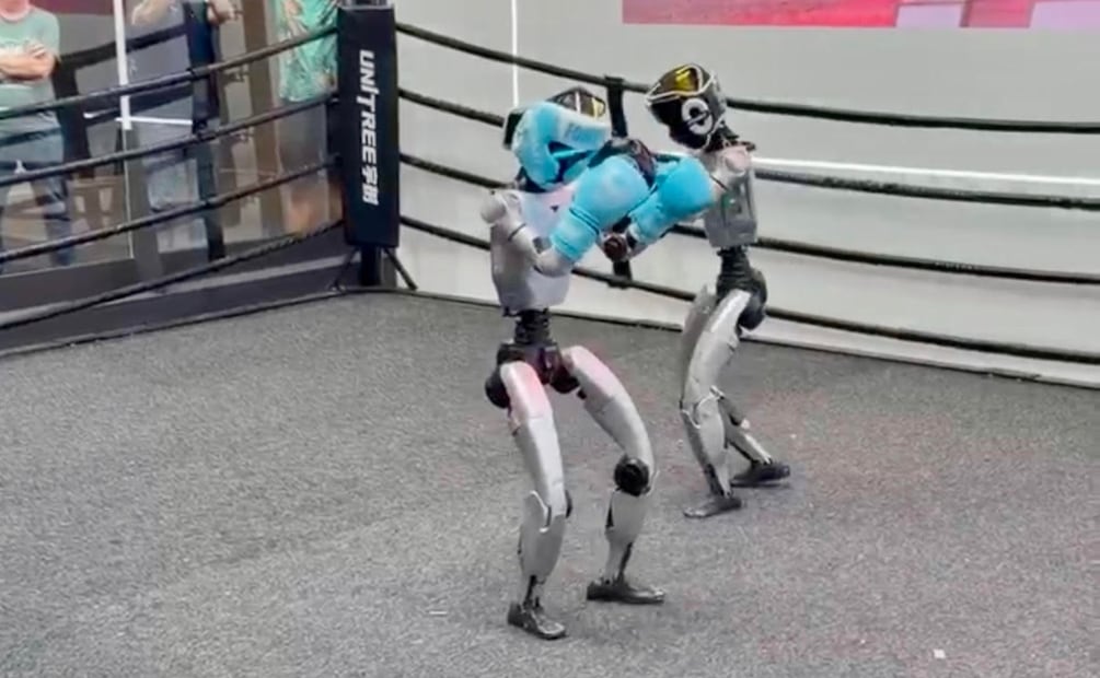 Entre las novedades, se presentaron robots humanoides que combaten. Foto: Especial
