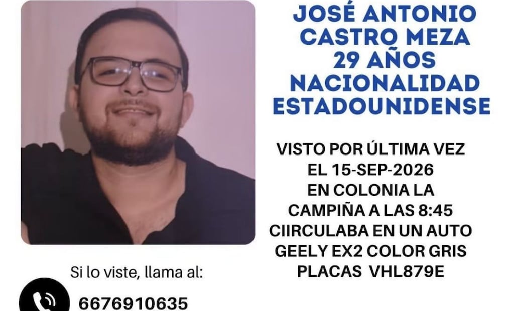 El martes pasado, José Antonio Castro Meza fue privado de su libertad por personas desconocidas. (17/09/26) | Foto: Especial.