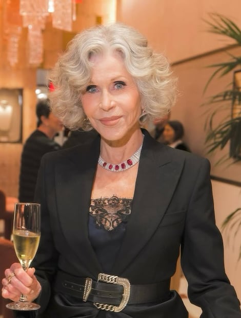 Jane Fonda con corte de cabello bob italiano. Foto: Instagram @janefonda