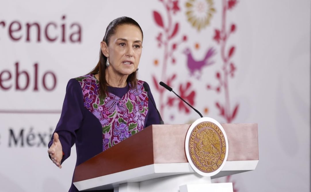 La presidenta Claudia Sheinbaum durante la “Mañanera del Pueblo” en Palacio Nacional de este jueves 16 de abril de 2026. Foto: Diego Simón Sánchez/ EL UNIVERSAL