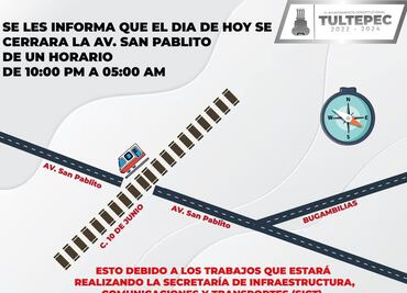 Avenida San Pablito permanecerá cerrada por la ampliación del Tren Suburbano hacia el AIFA