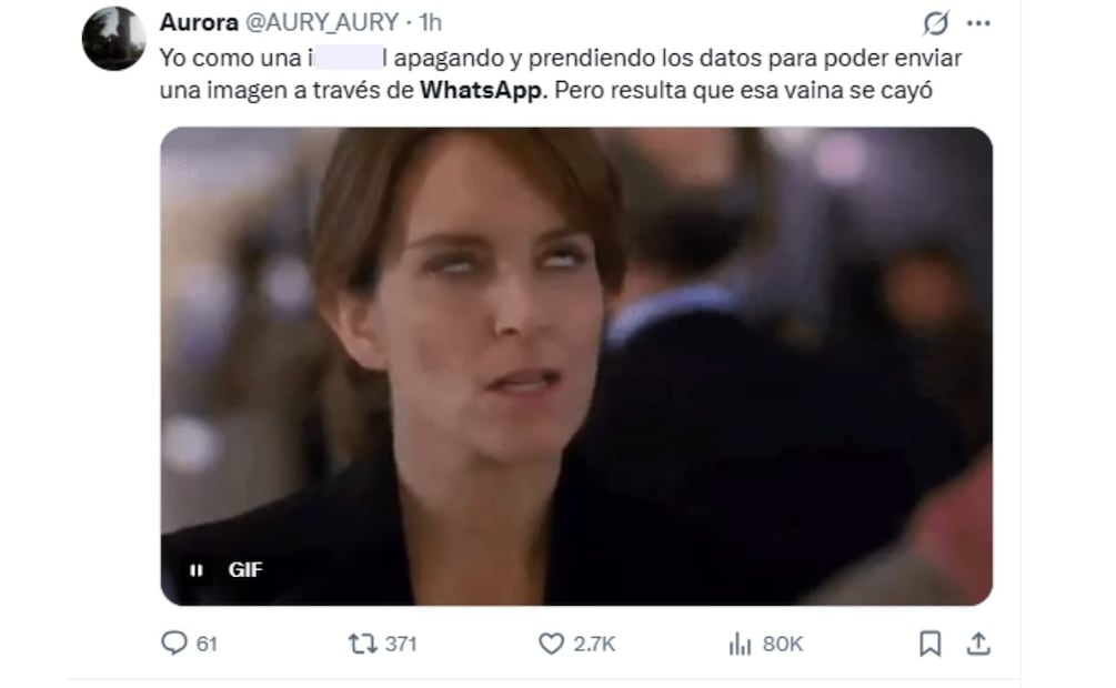 Usuarios reportan fallas en WhatsApp. Imagen: captura de pantalla