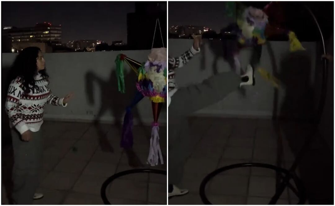 La piñata de esta posada se salió de control. Foto: TikTok