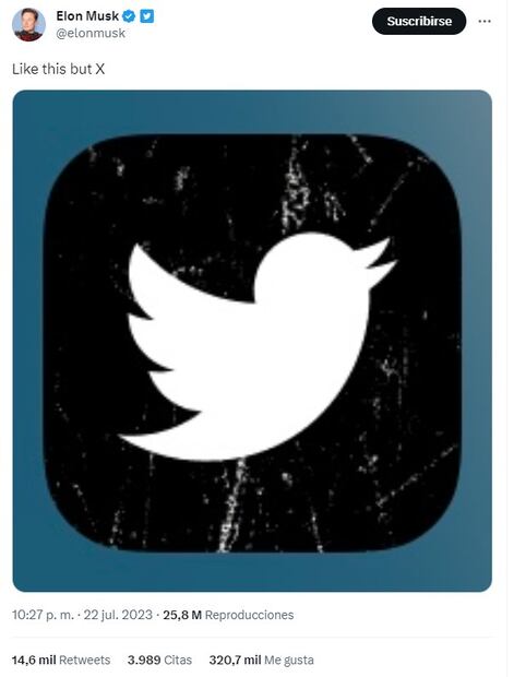 Elon Musk lanzó una propuesta del nuevo logo de Twitter. Foto: Elon Musk