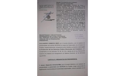 Alejandro Armenta presenta demanda para la protección de sus derechos político electorales