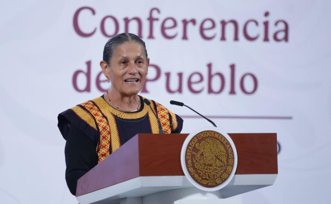 Activista Jesusa Rodríguez reivindica figura de Malintzin desde Palacio Nacional en la conferencia de Claudia Sheinbaum (28/11/2025). Foto: Fernanda Rojas / EL UNIVERSAL